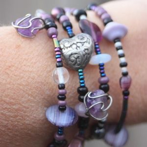 Amethyst bracelet and beaded earrings (item#9)